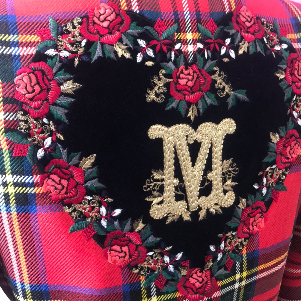 Moschino Black Heart Plaid Embroidered Blazer - Picture 5 of 8
